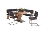 Cantus Eckbankgruppe , Anthrazit, Eichefarben, Edelstahlfarben , Metall, Textil, Holzwerkstoff , Kufe , 205x155 cm , Esszimmer, Bank, Eckbänke