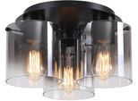SEARCHLIGHT Deckenleuchte "Sweden 3LT Flush", schwarz, 3, Ø 39cm H: 21cm, 1 Stk., Leuchten, Deckenleuchte
