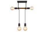 GLOBO LIGHTING Deckenleuchte "HEINRICH", schwarz matt, 4, H: 100cm, 1 Stk., Leuchten, Schlichte Deckenleuchte schwarz matt mit Holz braun, Kabel, Deckenleuchte