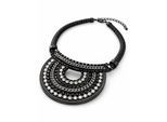 Kette mit Anhänger "Mariello", Damen, Gr. onesize, Metall, schwarz, COLLEZIONE ALESSANDRO, Halsketten, halbrunder Anhänger mit Glassteinen