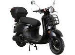 Motorroller ALPHA MOTORS "Adria", schwarz (schwarz, schwarz), Motorroller, mit Topcase ohne Windschild, 45 km/h, mit Lenkerschloss, B:67cm H:108cm L:175cm