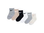 Socken NIKE SPORTSWEAR "NHN SWOOSH 6PK INFANT ANKLE SO", Mädchen, Gr. 68-80, grau (dgrau heat), Materialmix, uni und gemustert, Socken Socken, für Babys, 6er-Set, weiches, elastisches Material, elastischer Bund
