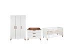 Jimmylee Babyzimmer Emely, Weiß, Holzwerkstoff, 3-teilig, 3 Fächer, 3 Schublade(n) Schubladen, Made in Germany, zum Juniorbett umbaubar, Aufbauanleitung im Karton, Lattenrost inklusive, Schlupfsprossen, Babymöbel, Babyzimmer-Sets