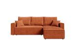 Carryhome Ecksofa, Rost, Kunststoff, 3-Sitzer, Füllung: Schaumstoffflocken,Schaumstoffflocken, Ottomane rechts, seitenverkehrt montierbar, L-Form, 232x143 cm, Liegefunktion, Schlafen auf Sitzhöhe, Rücken echt, haustierfreundlicher Bezug, Wohnzimmer, Sofas & Couches, Wohnlandschaften, Ecksofas