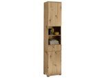 Mid.you Hochschrank, Eiche Artisan, Kunststoff, 3 Fächer, 1 Schublade(n) Schubladen, 40x191x32 cm, stehend, Badezimmer, Badezimmerschränke, Hochschränke