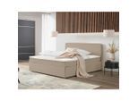 P & B Boxbett, Beige, Textil, H2, Höhe ca. 17 cm, 160x200 cm, Schlafzimmer, Betten, Doppelbetten