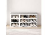 Schuhbank OTTO HOME "Schuchschrank 80, Schuhregal, Schuhtruhe, Schuhkommode, Sitzbank", weiß, weiß, B:80cm H:50cm T:30cm, Polyester, Spanplatte, Sitzbänke, Schuhbank, mit bequemer, abnehmbarer Sitzauflage