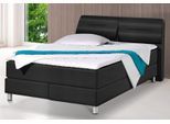 Boxspringbett MAINTAL, schwarz, Kunstleder, Liegefläche B/L: 140cm x 200cm, H3, 7-Zonen-Tonnentaschen-Federkernmatratze, Bezug bei beige, anthrazit und hellgrau: pflegeleichter Strukturstoff (100% Polyester);Bezug bei weiß und schwarz: Kunstleder (100% Polyurethan);Spiegelfläche der Matratzen: Material angeben (100% Polyester), Komplettbetten, Boxspringbett, inkl. Topper
