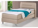 Boxspringbett MAINTAL, beige, Strukturstoff, Liegefläche B/L: 100cm x 200cm, H3, 7-Zonen-Tonnentaschen-Federkernmatratze, Bezug bei beige, anthrazit und hellgrau: pflegeleichter Strukturstoff (100% Polyester);Bezug bei weiß und schwarz: Kunstleder (100% Polyurethan);Spiegelfläche der Matratzen: Material angeben (100% Polyester), Komplettbetten, Boxspringbett, inkl. Topper