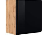 Hängeschrank KOCHSTATION "KS-Virginia,neu in verbesserter Ausführung", hochglanz schwarz, wotaneiche, B:50cm H:57cm T:34cm, MDF, Schränke, Hängeschrank, Breite 50 cm, 1 Tür, gedämpfte Scharniere