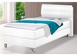 Boxspringbett MAINTAL, weiß, Kunstleder, Liegefläche B/L: 100cm x 200cm, H3, Bonnell-Federkernmatratze, Bezug bei beige, anthrazit und hellgrau: pflegeleichter Strukturstoff (100% Polyester);Bezug bei weiß und schwarz: Kunstleder (100% Polyurethan);Spiegelfläche der Matratzen: Material angeben (100% Polyester), Komplettbetten, Boxspringbett, inkl. Topper