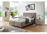 Boxspringbett, beige (feinstrukturstoff dunkelbeige), Liegefläche B/L: 140cm x 200cm, H3, 7-Zonen-Kaltschaummatratze, Bezug Unterbox und Kopfteil: Feinstrukturstoff (77% Polyester, 23% Viskose);Bezug Obermatratze 100% Polyester, waschbar bis 60C;Bezug Zierkissen Feinstrukturstoff (77% Polyester, 23% Viskose), WESTFALIA SCHLAFKOMFORT, Komplettbetten, Boxspringbett, mit Zierkissen und verchromten Ku