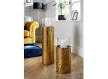 Windlicht OTTO HOME, gold (goldfarben), H:51cm Ø:22cm, Metall, Kerzenhalter, Windlicht, Bodenwindlicht, aus Metall, mit Glaseinsatz, ideal für Stumpenkerzen, Topseller