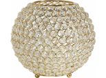 Windlicht OTTO HOME "Kristall", gold (goldfarben), H:18cm Ø:21cm, Aluminium, Glas, Kerzenhalter, Windlicht
