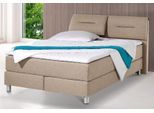 Boxspringbett MAINTAL, beige, Strukturstoff, Liegefläche B/L: 140cm x 200cm, H3, Bonnell-Federkernmatratze, Bezug bei beige, anthrazit und hellgrau: pflegeleichter Strukturstoff (100% Polyester);Bezug bei weiß und schwarz: Kunstleder (100% Polyurethan);Spiegelfläche der Matratzen: Material angeben (100% Polyester), Komplettbetten, Boxspringbett, inkl. Topper