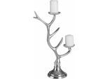 Kerzenhalter OTTO HOME "Geweih", silber (silberfarben), H:47cm, Aluminium, Kerzenhalter, Kerzenhalter, mit Schmuckhalter