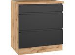 Kochfeldumbauschrank KOCHSTATION "KS-Virginia,neu in verbesserter Ausführung", schwarz (matt schwarz, wotaneiche), B:80cm H:86cm T:60cm, MDF, Schränke, Kochfeldumbauschrank, Breite 80 cm, Höhe 86 cm, Softclose-Auszüge