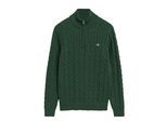 Gant Heren Trui met Kabelgebreide Halve Ritssluiting (Groen)