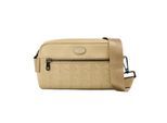 Lacoste Leren schoudertas met geometrisch patroon (Beige)