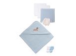 Erstausstattungspaket LILIPUT "Dackel", Mädchen, blau (weiß, hellblau), 100% Baumwolle, KOB Set-Artikel Erstausstattungspaket, inklusive Mulltücher und Badetuch