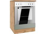 Herdumbauschrank KOCHSTATION "KS-Virginia,neu in verbesserter Ausführung", braun (matt salbei, wotaneiche), B:60cm H:86cm T:60cm, MDF, Schränke, Herdumbauschrank, Breite 60 cm, Höhe 85 cm, Nische für Ofen B/H/T: 56/59/55 cm