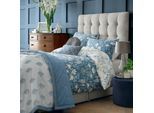 Wendebettwäsche LAURA ASHLEY "Parterre, aus Baumwoll-Satin", blau (seaspray, blau), B/L: 230cm x 220cm, 1 Stk., 2 Stk., Satin, B/L: 50cm x 75cm & 50cm x 75cm, 3 tlg., Satin, Obermaterial: 100% Baumwolle, Bettwäsche, Wendebettwäsche, mit floralem Muster, inkl 2 Kissenbezüge
