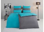 Bettwäsche TOM TAILOR HOME "Henry", grau (türkis, anthrazit), B/L: 135cm x 200cm, 1 Stk., 1 Stk., Renforcé, B/L: 80cm x 40cm, 3 Stk., Renforcé, Obermaterial: 100% Baumwolle, Bettwäsche, Bettwäsche, Bettwäsche aus Baumwolle, mit GRATIS-Zugabe: Sporthandtuch