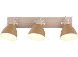 GLOBO LIGHTING Deckenstrahler "LYNDON", braun (weiß matt), 3, Ø 15cm H: 19cm, 1 Stk., Leuchten, Strahler Holzoptik, schwenkbar, vielseitig & modern einsetzbar, Deckenstrahler