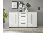 Sideboard HOME AFFAIRE "Cantara, moderner Schrank, Kommode in Eiche Evoke, Weiß oder Kaschmir", weiß, B:150cm H:86cm T:42cm, Holzwerkstoff, Sideboards, Sideboard, schwarze Stangengriffe, ausreichend Stauraum, vielseitig einsetzbar