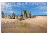 Wandbild ARTLAND "Alte Buhnen am Strand von Rantum Sylt", blau (farbe bild(er): braun), B:30cm H:20cm, Bilder, als Alubild, Leinwandbild, Poster, Wandaufkleber in verschied. Größen