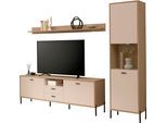 Wohnwand HOME AFFAIRE "Fredericia, moderne Anbauwand, Komplettset in Kaschmir", beige (eiche cremona toro, kaschmir), Kastenmöbel-Sets, B/H/T: 259cmcm x 206cmcm x 40cmcm, Holzwerkstoff, Wohnwand, enthält Vitrine, Lowboard und Wandboard, 259 cm breit, B:259cm H:206cm T:40cm