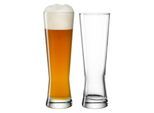 Bierglas LEONARDO "Weizenbiergläser Grano 500 ml 2er Set transparent", bunt (transparent), B:8,5cm H:25,6cm Ø:8,5cm, Glas, Trinkgefäße, Spülmaschinenfest
