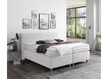 Boxspringbett "Florenz in den Breiten 160x200, 180x200cm & 200x200cm", weiß, B:175cm L:210cm, WESTFALIA SCHLAFKOMFORT, Komplettbetten, Boxspringbett, Verchromte Metallfüße, die die Kopfteilform aufgreifen