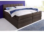 Boxspringbett HAPO "ORNELLA inkl. Bettkasten, in verschiedenen Breiten erhältlich", braun, Liegefläche B/L: 140cm x 200cm, kein Härtegrad, 7-Zonen-Tonnentaschen-Federkernmatratze, Das Bett ist mit pflegeleichtem Feinstrukturstoff in Leinenoptik (100% Polyester) bezogen.;Die Oberseite der Unterfederung und die Ober- und Unterseite der Obermatratze sind jeweils mit einem rutschhemmenden Stoff aus 70