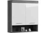Hängeschrank WELLTIME "SIENA, Breite 74cm, 2 Türen, 1 offenes Fächer, MDF-Front", weiß (rauchsilber, weiß hochglanz), B:74cm H:79cm T:24cm, Holzwerkstoff, Schränke, Hängeschrank, in verschiedenen Farben erhältlich, Badmöbel, Badschrank, Schrank, Bad