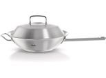 Wok FISSLER "ORIGINAL-PROFI COLLECTION Wok mit Deckel", silber (silberfarben), Ø:30cm, Pfannen, Wok, mit breitem Schüttrand, Kaltmetallgriffen. Made in Germany
