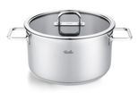 Kochtopf FISSLER "Viseo Pro", silberfarben, Ø:24cm, Töpfe, Kochtopf, Edelstahl-Kochtopf mit Glasdeckel und Superthermic Boden