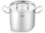 Kochtopf FISSLER "ORIGINAL-PROFI COLLECTION hoher Kochtopf", silber (silberfarben), Ø:28cm, Töpfe, Kochtopf, mit breitem Schüttrand, Kaltmetallgriffen. Made in Germany