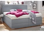 Boxspringbett, grau, Liegefläche B/L: 140cm x 200cm, H2 + H2, Bonnell-Federkernmatratze, Bettrahmen und seitliche Einfassung Unterbox und Obermatratze: Fein-Strukturstoff (77% Polyester, 23% Viskose).;Spiegelfläche der Matratzen: 100% Polyester, WESTFALIA SCHLAFKOMFORT, Komplettbetten, Boxspringbett