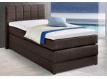 Boxspringbett HAPO "ORNELLA inkl. Bettkasten, in verschiedenen Breiten erhältlich", braun, Liegefläche B/L: 100cm x 200cm, kein Härtegrad, 7-Zonen-Tonnentaschen-Federkernmatratze, Das Bett ist mit pflegeleichtem Feinstrukturstoff in Leinenoptik (100% Polyester) bezogen.;Die Oberseite der Unterfederung und die Ober- und Unterseite der Obermatratze sind jeweils mit einem rutschhemmenden Stoff aus 70