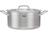 Kochtopf FISSLER "M5 Pro-Ply Kochtopf 24 cm mit Metalldeckel", silberfarben, B:26,5cm H:17cm L:35,5cm Ø:24cm, Töpfe, Kochtopf, 5-lagiges Pro-Ply™ Mehrschichtmaterial für präzise Wärmeverteilung