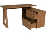 Eckschreibtisch JAHNKE "CLUB", montana eiche, montana eiche, montana eiche, B:140cm H:76cm T:110cm, Tische, Eckschreibtisch, wechselseitig montierbar