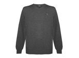 Jumper à chevreuil à manches longues et à col en V Aquascutum avec logo en gris ultra foncé