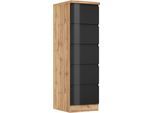Vorratsschrank KOCHSTATION "KS-Virginia,neu in verbesserter Ausführung", hochglanz schwarz, wotaneiche, B:50cm H:166cm T:60cm, MDF, Schränke, Vorratsschrank, Breite 60 cm, 5 Auszüge, Soft-Close-Funktion
