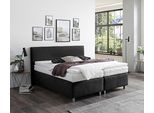 Boxspringbett "Florenz in den Breiten 160x200, 180x200cm & 200x200cm", schwarz, B:175cm L:210cm, WESTFALIA SCHLAFKOMFORT, Komplettbetten, Boxspringbett, Verchromte Metallfüße, die die Kopfteilform aufgreifen