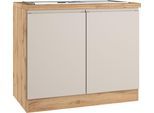 Spülenschrank KOCHSTATION "KS-Virginia,neu in verbesserter Ausführung", beige (matt kaschmir, wotaneiche), B:100cm H:86cm T:60cm, MDF, Schränke, Spülenschrank, Breite 100 cm, inklusive Einbauspüle, Soft-Close