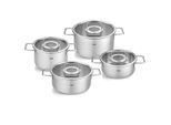 Topf-Set FISSLER "Fissler Pure Collection", silber (silberfarben), Töpfe, Topf-Set, backofengeeignet (bis 180C);superthermic Boden; Made in Germany