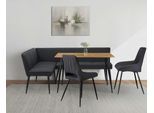 Eckbankgruppe OTTO HOME "Danny/Ianna/Derrek", grau (anthrazit, eiche farb., anthrazit, schwarz), B:120cm H:76cm T:80cm, MDF, Metall, Stoff, Sitzmöbel-Sets, Eckbankgruppe, Sitzgruppe, Eckbank und Stühle bequem gepolstert, Tisch 120x80 cm