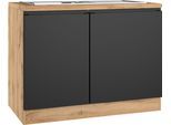 Spülenschrank KOCHSTATION "KS-Virginia,neu in verbesserter Ausführung", matt schwarz, wotaneiche, B:110cm H:86cm T:60cm, MDF, Schränke, Spülenschrank, Breite 110 cm, inklusive Einbauspüle, Soft-Close