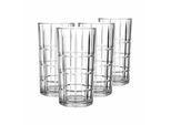 Longdrinkglas LEONARDO "Longdrinkgläser Soiritii Nova 400 ml 4er Set transparent", bunt (transparent), B:7,6cm H:15cm Ø:7,6cm, Glas, Trinkgefäße, Longdrinkglas, Spülmaschinengeeignet